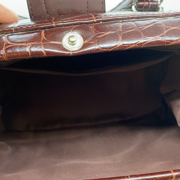 Vintage grained Leather bag with tapestry embroidered front - Picture 6 of 13